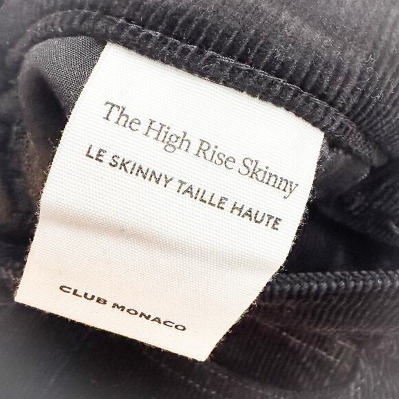 Club Monaco The High Rise Skinny Cord Style Black Denim Jeans Size 26 - Picture 7 of 9